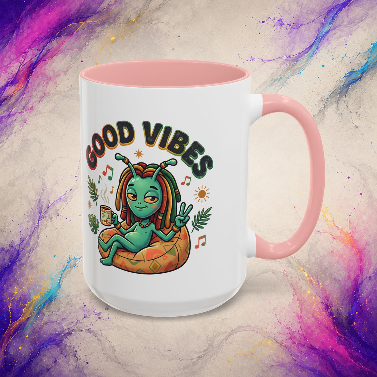Good Vibes Alien Mug | Retro Cosmic Coffee Cup