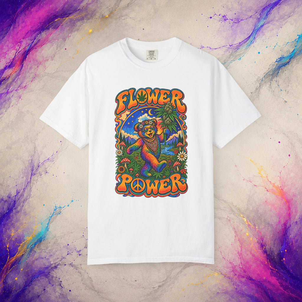 Flower Power T-Shirt | Psychedelic Hippie Bear Graphic Tee