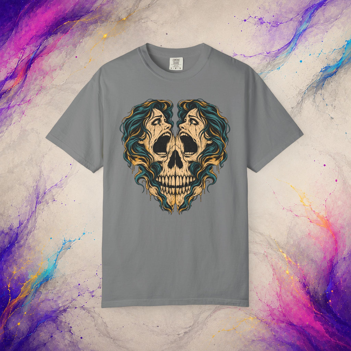 Split Scream Tee | Surreal Skull Horror Shirt