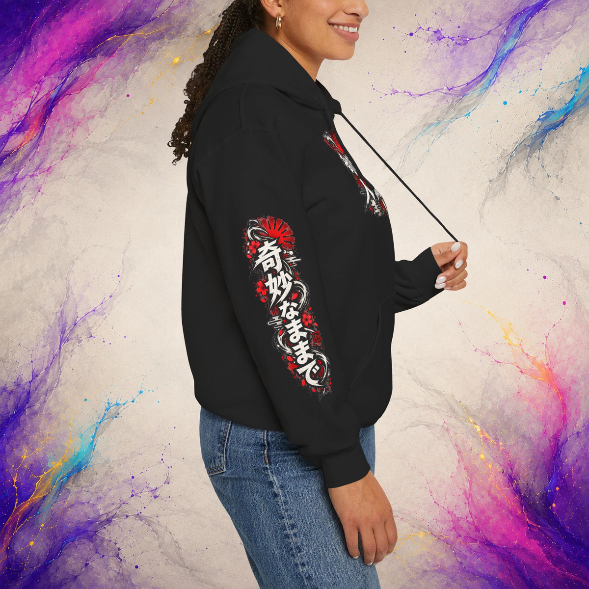 Stay Weird, Stay Human Pullover | Distressed Japanese Art Hoodie