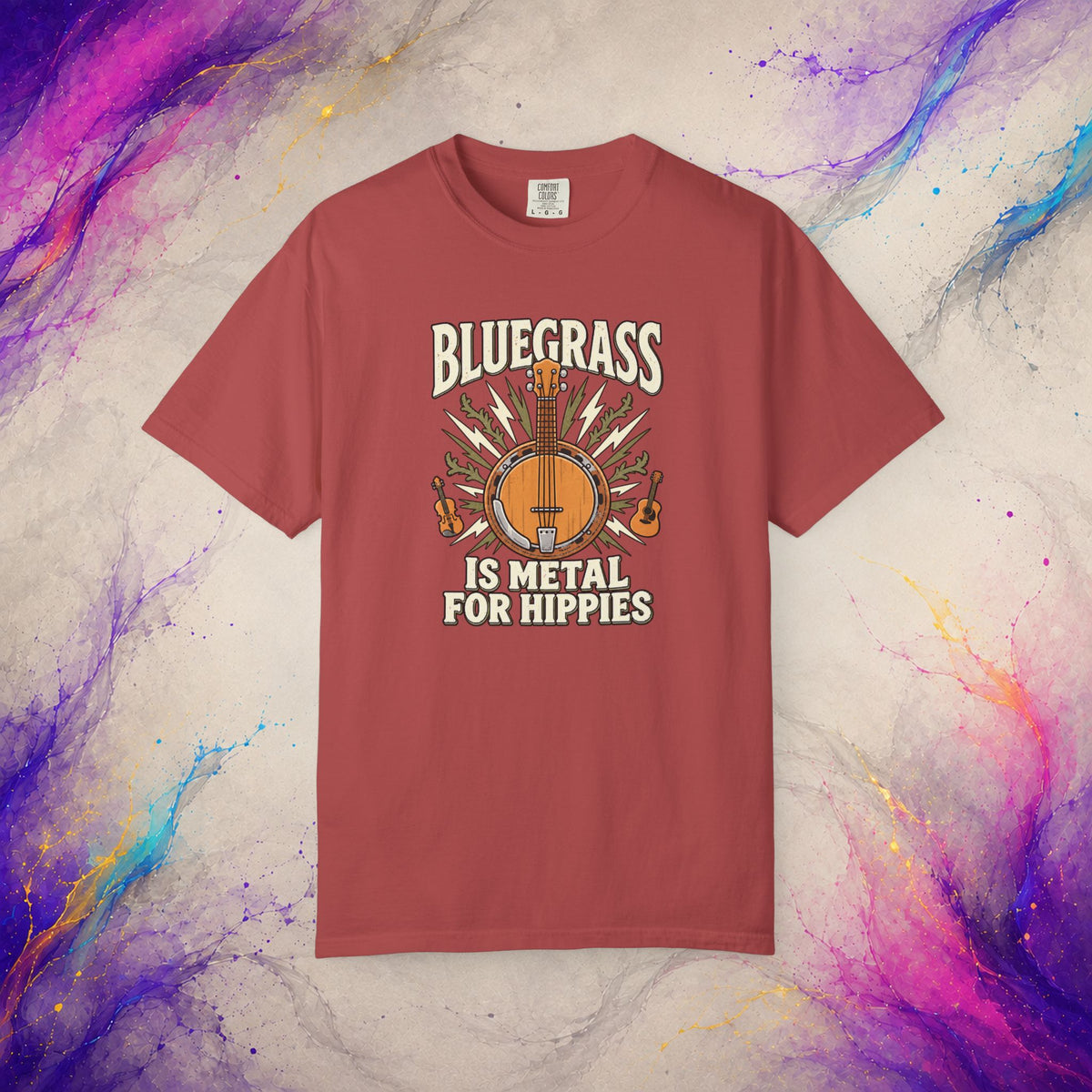 Bluegrass Is Metal for Hippies Tee | Funny Banjo Music T-Shirt