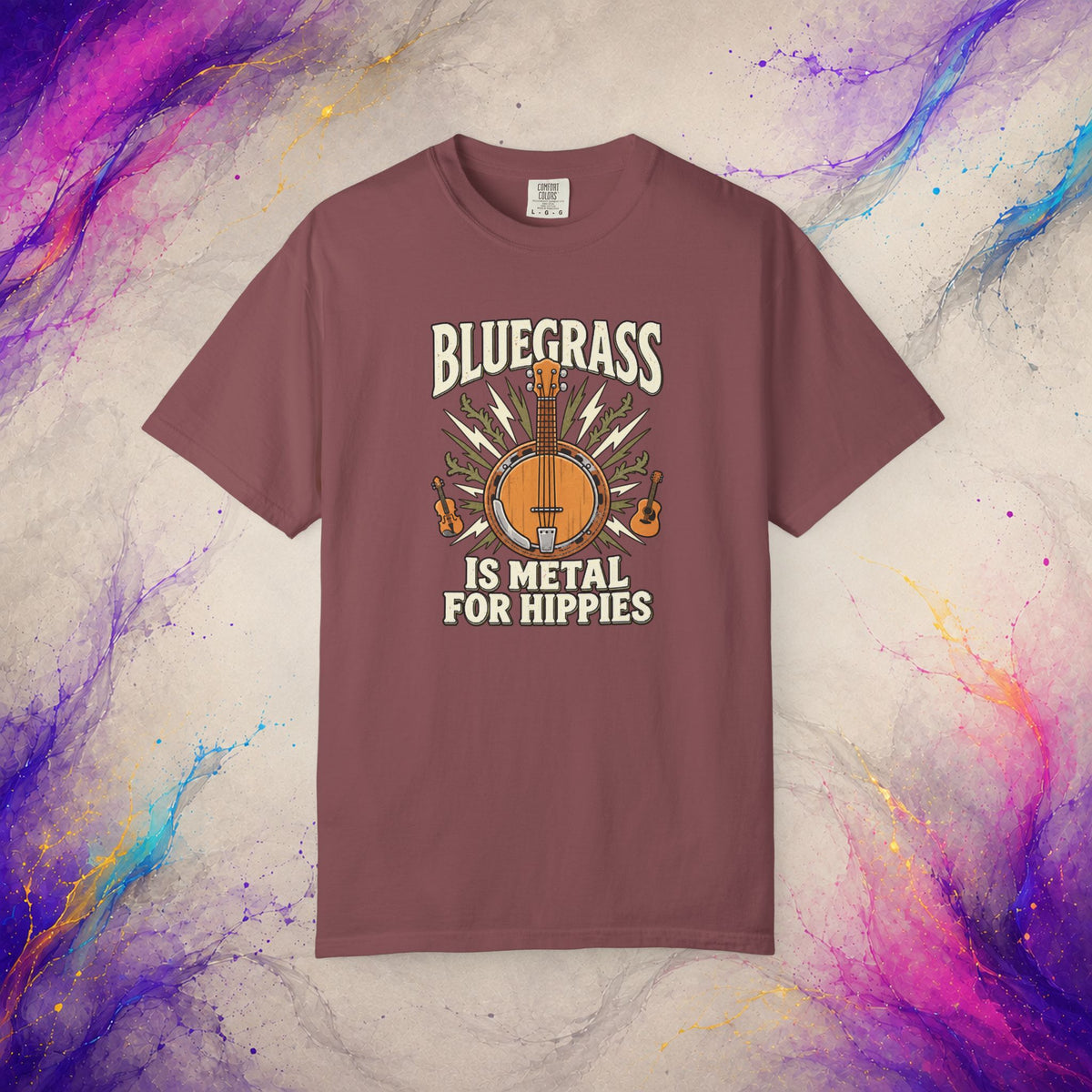 Bluegrass Is Metal for Hippies Tee | Funny Banjo Music T-Shirt