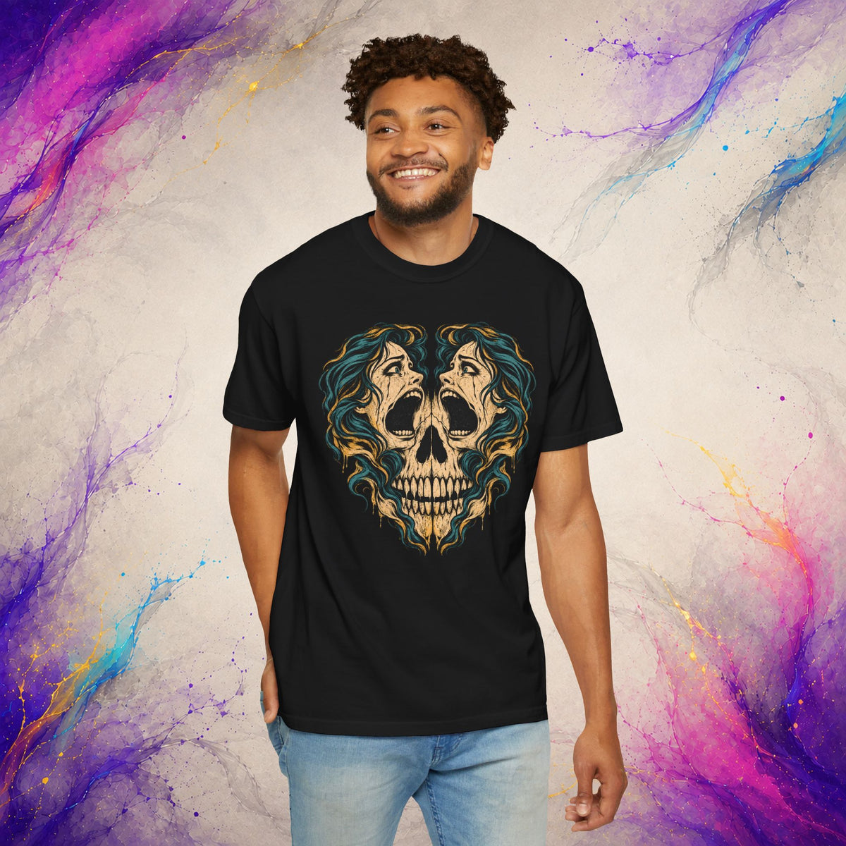 Split Scream Tee | Surreal Skull Horror Shirt