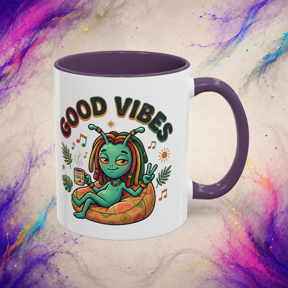 Good Vibes Alien Mug | Retro Cosmic Coffee Cup