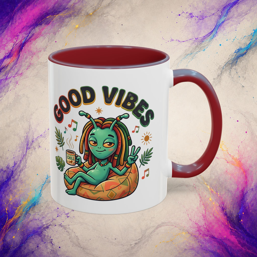 Good Vibes Alien Mug | Retro Cosmic Coffee Cup