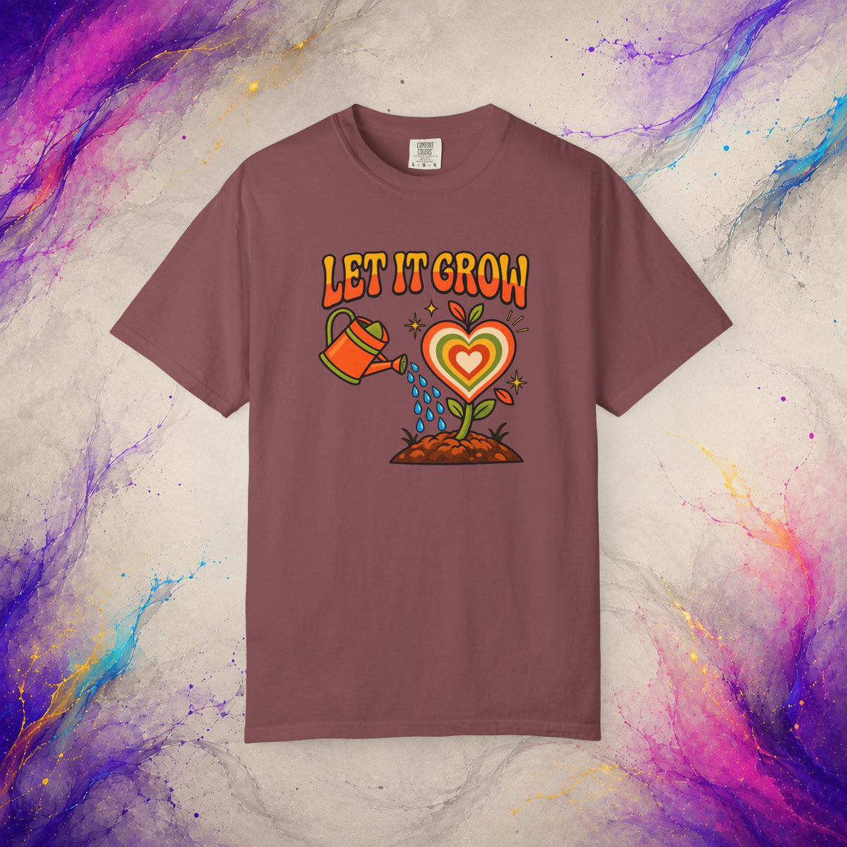 Let It Grow Heart Plant T-Shirt | Retro Garden Graphic Tee
