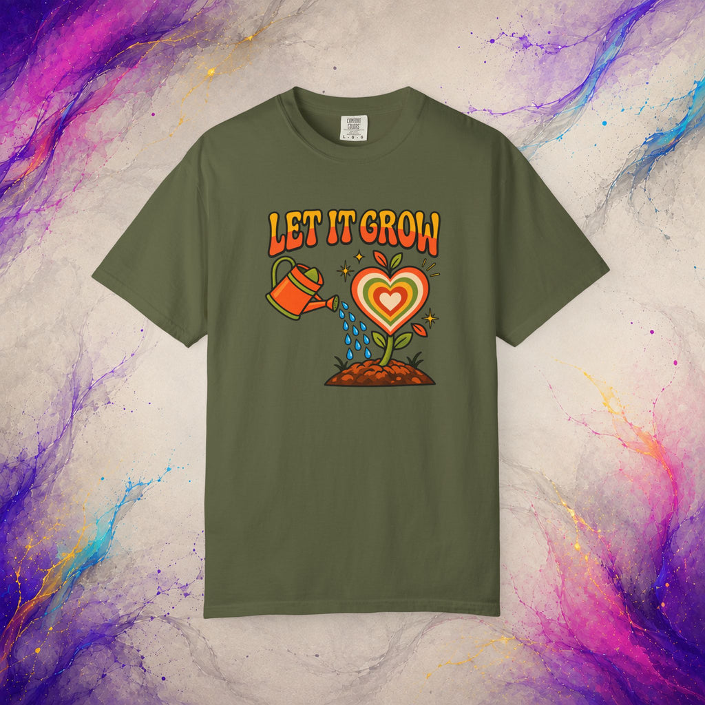 Let It Grow Heart Plant T-Shirt | Retro Garden Graphic Tee