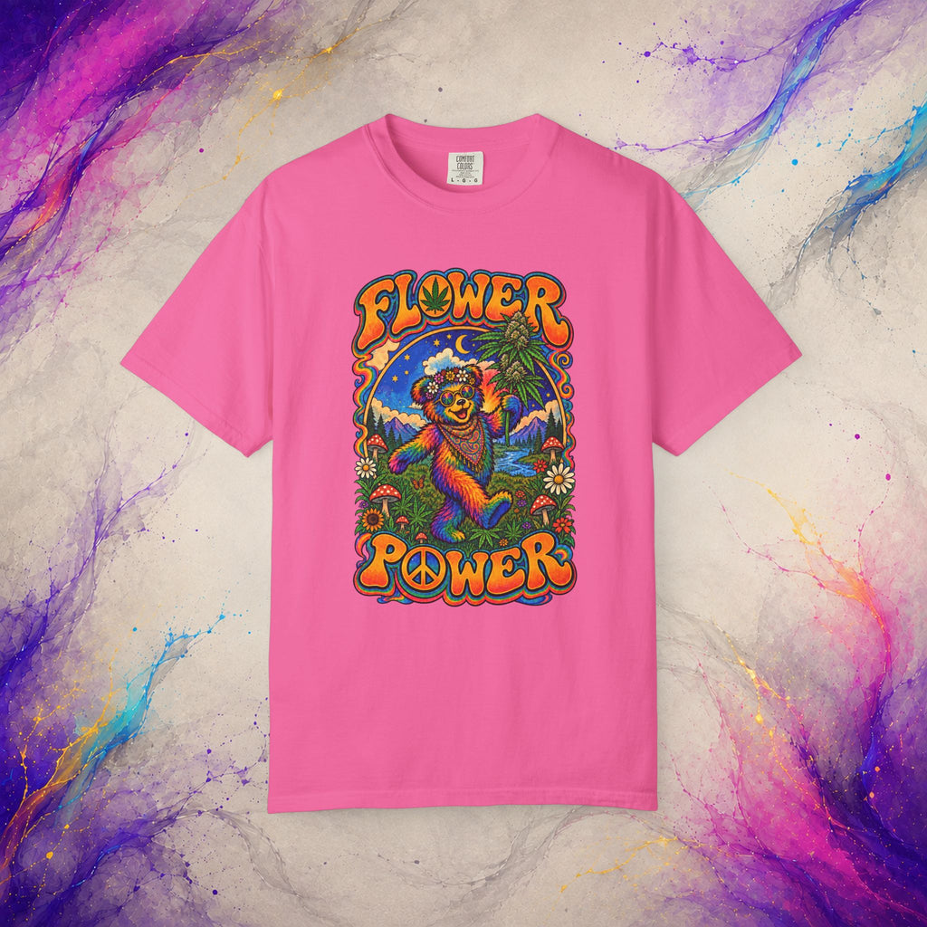 Flower Power T-Shirt | Psychedelic Hippie Bear Graphic Tee