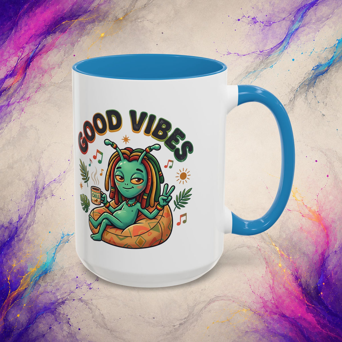 Good Vibes Alien Mug | Retro Cosmic Coffee Cup
