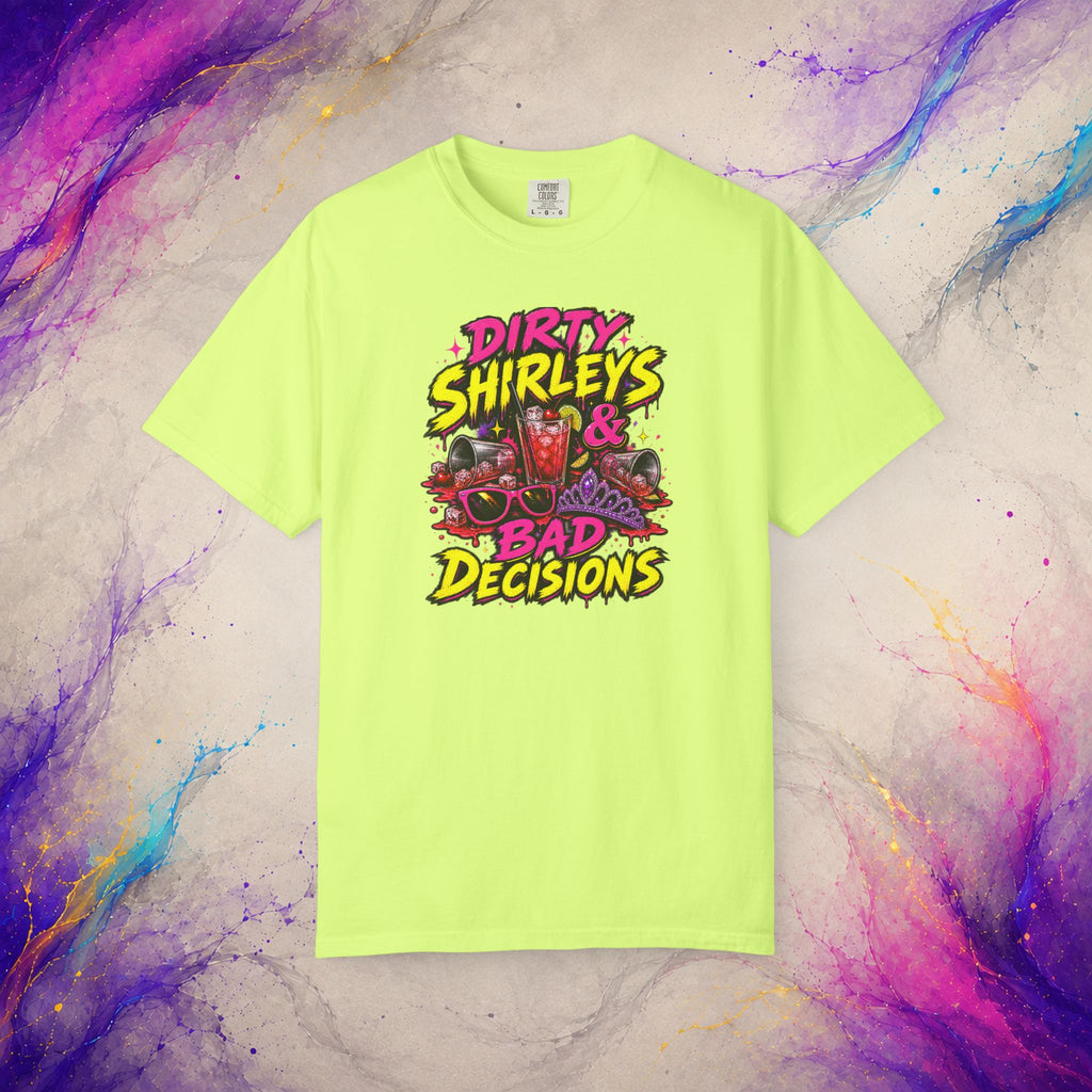 Dirty Shirleys & Bad Decisions T-Shirt | Retro Cocktail Graphic Tee