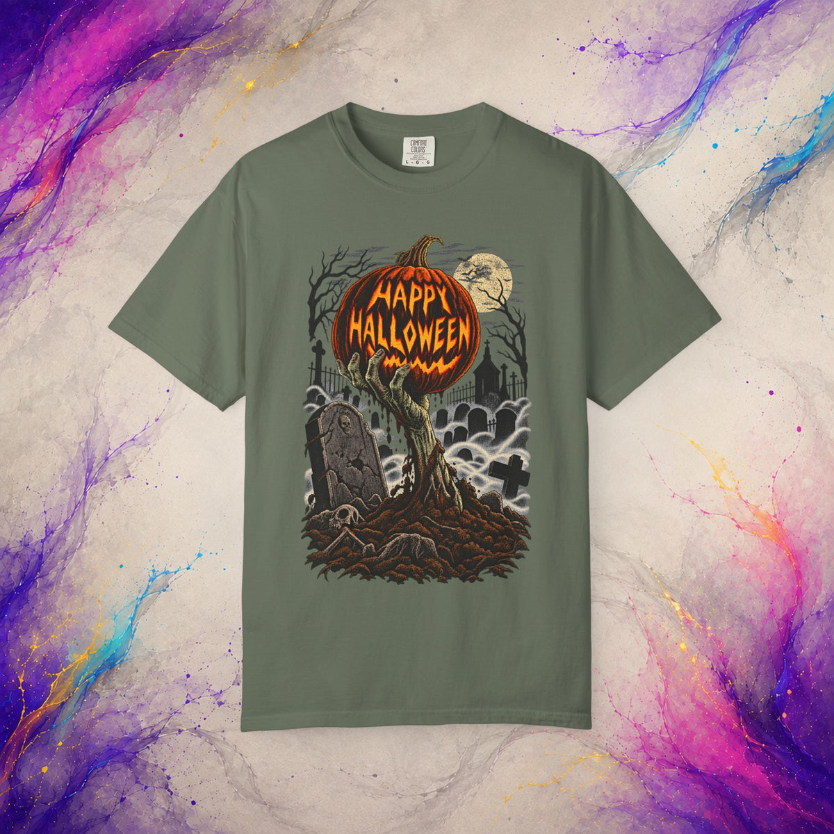 Happy Halloween Tee | Vintage Pumpkin Graveyard T-Shirt