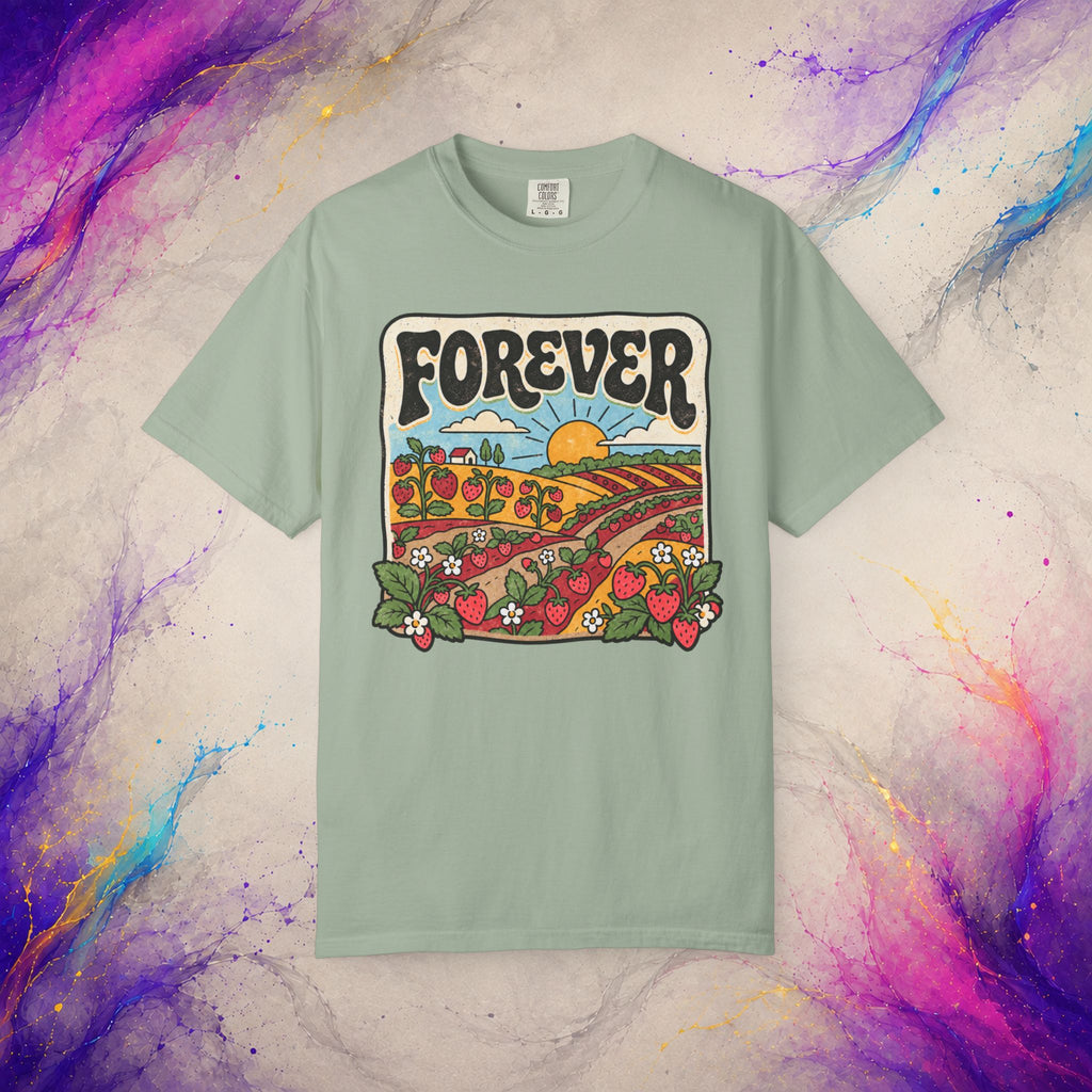 Forever Tee | Retro Strawberry Field Graphic T-Shirt