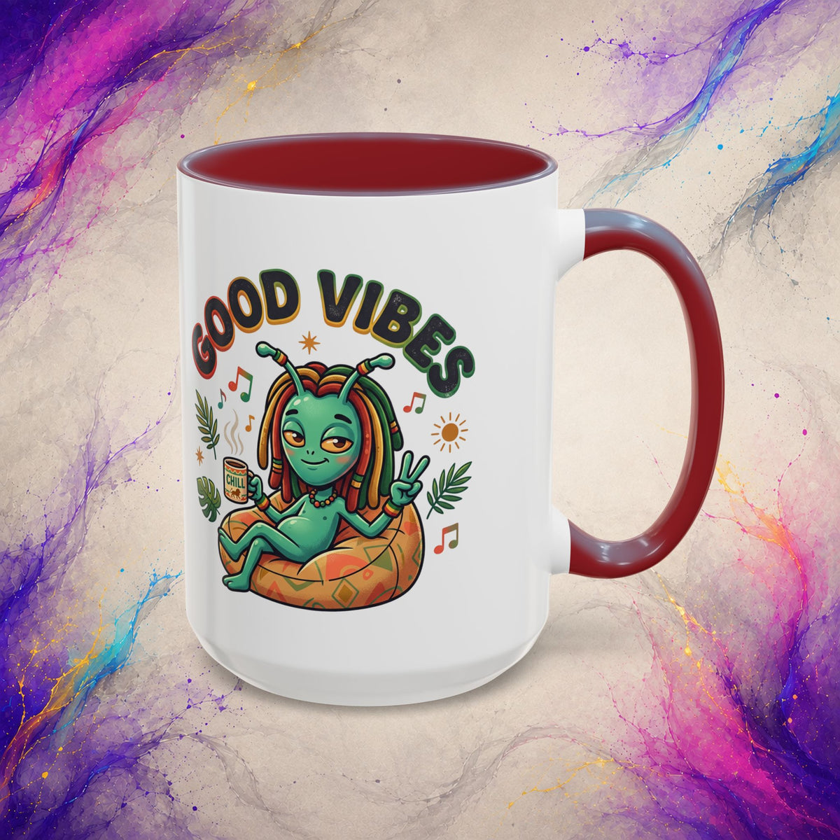 Good Vibes Alien Mug | Retro Cosmic Coffee Cup
