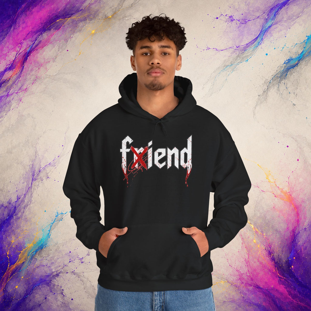 Friend/Fiend Pullover | Minimal Horror Graphic Hoodie