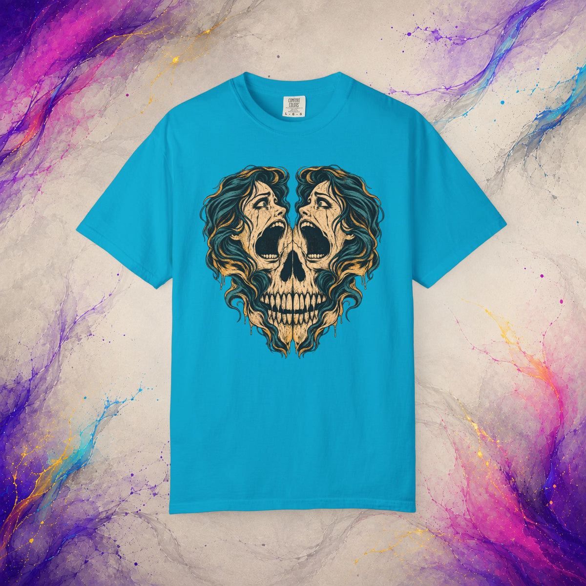 Split Scream Tee | Surreal Skull Horror Shirt