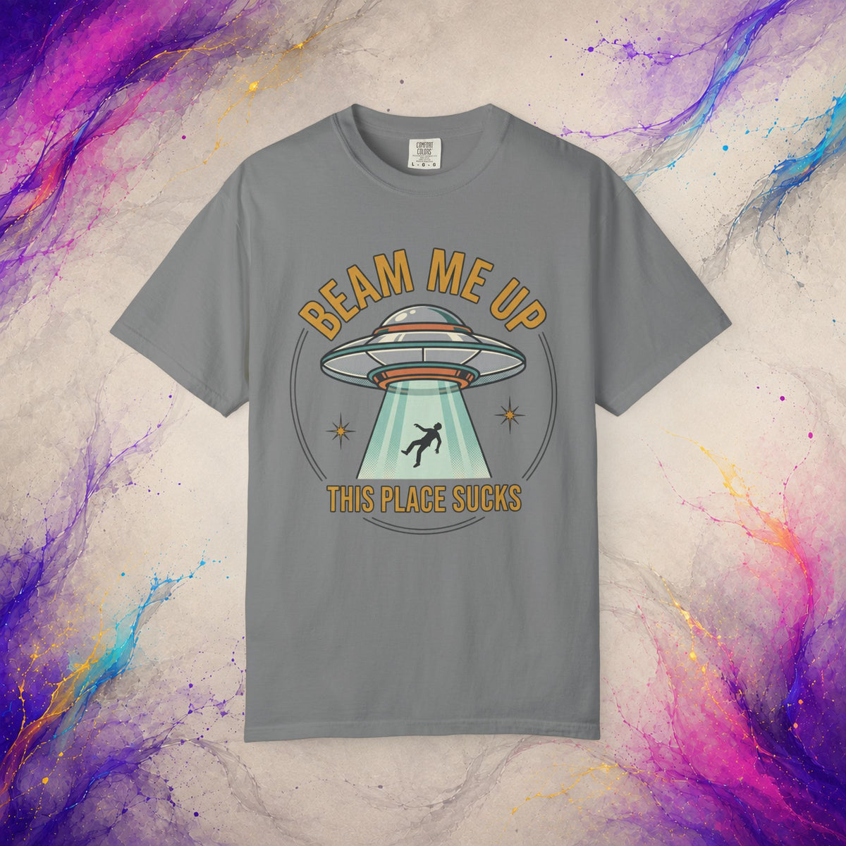 Beam Me Up This Place Sucks Tee | Retro UFO Shirt