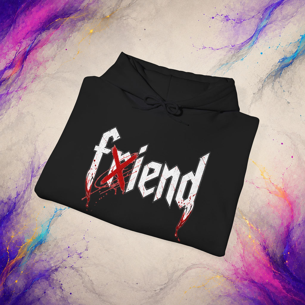 Friend/Fiend Pullover | Minimal Horror Graphic Hoodie