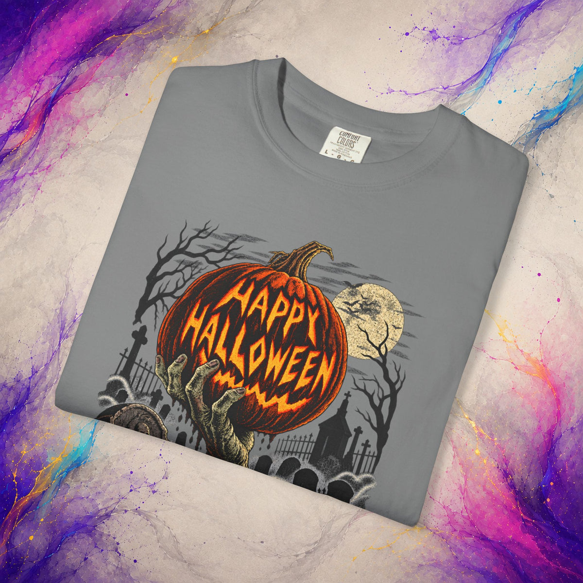 Happy Halloween Tee | Vintage Pumpkin Graveyard T-Shirt