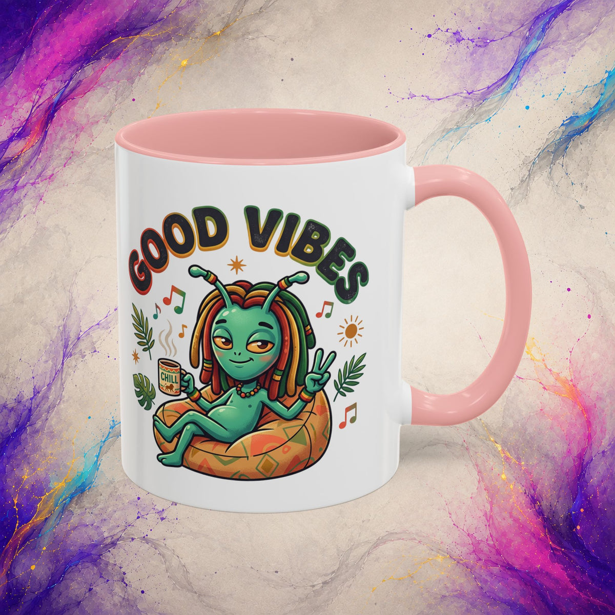 Good Vibes Alien Mug | Retro Cosmic Coffee Cup