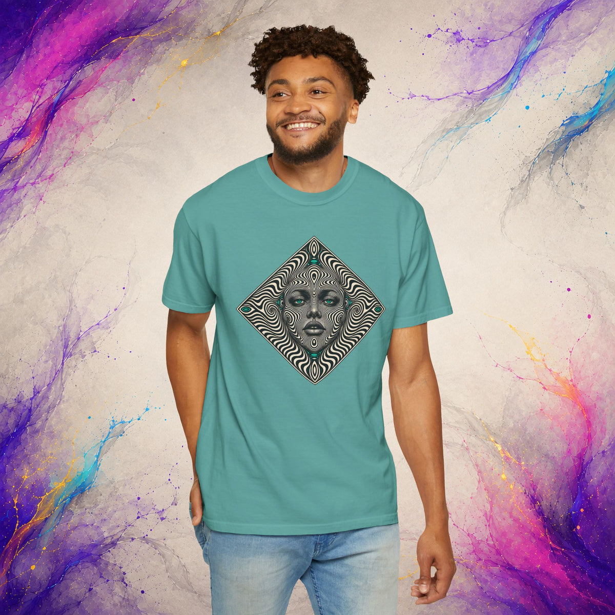 Optical Mirage Face Tee | Psychedelic Illusion Shirt
