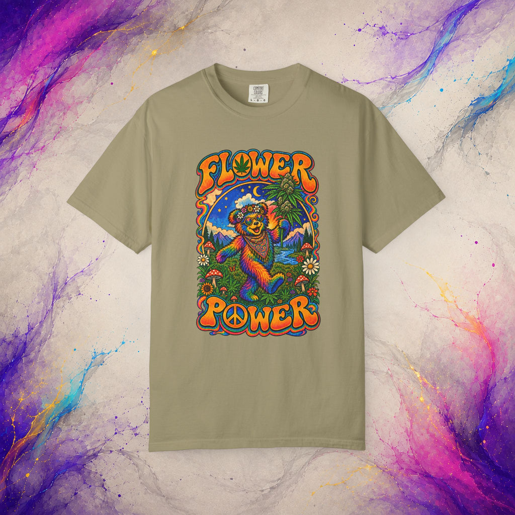 Flower Power T-Shirt | Psychedelic Hippie Bear Graphic Tee