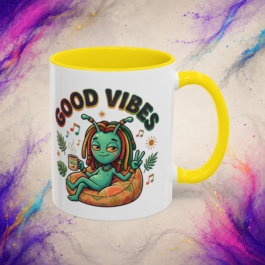 Good Vibes Alien Mug | Retro Cosmic Coffee Cup