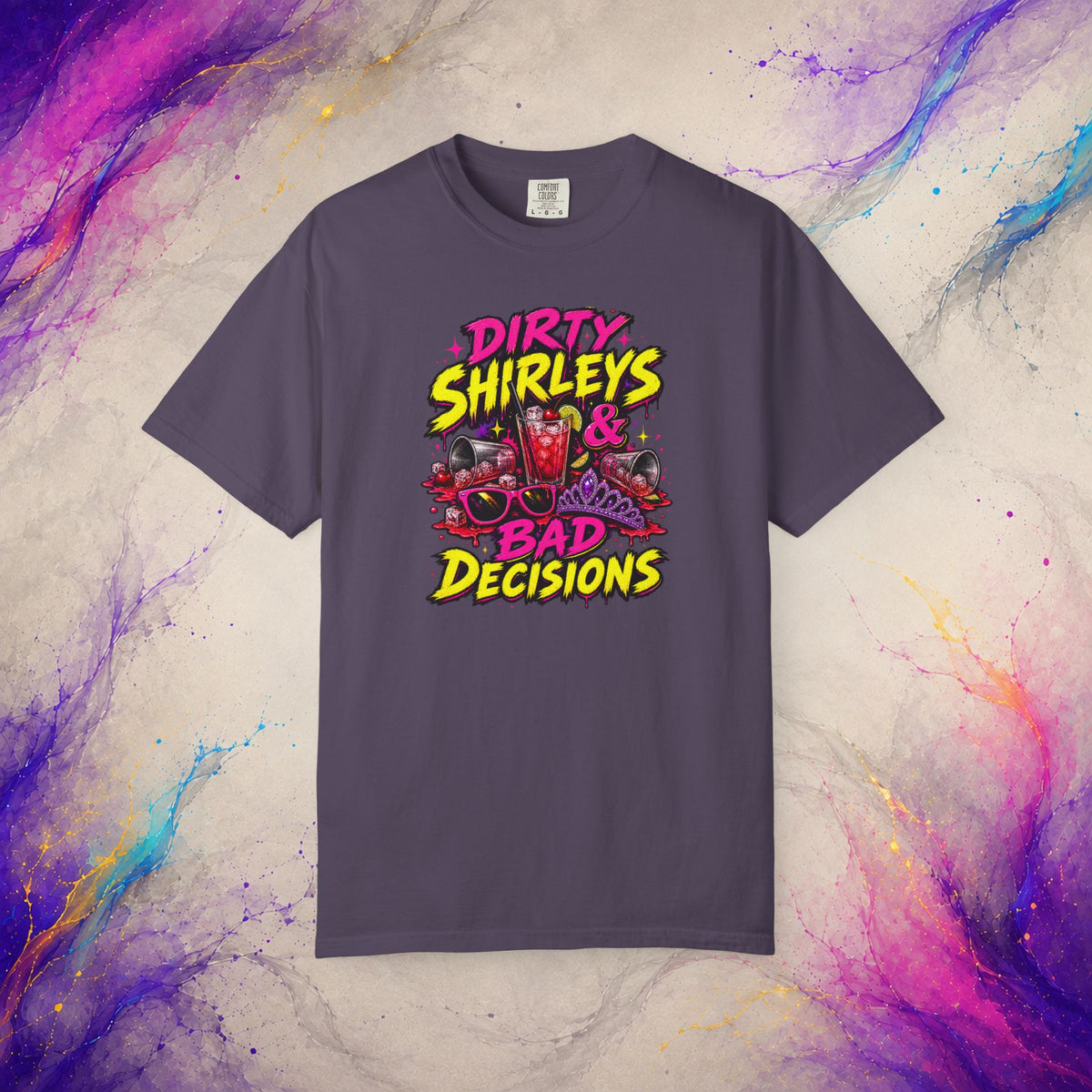 Dirty Shirleys & Bad Decisions T-Shirt | Retro Cocktail Graphic Tee