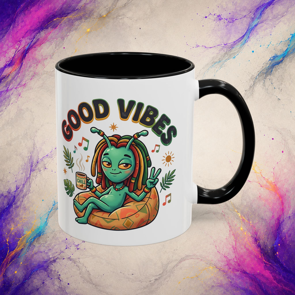 Good Vibes Alien Mug | Retro Cosmic Coffee Cup