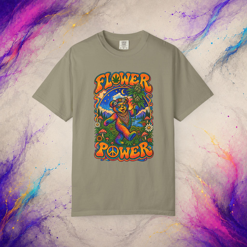 Flower Power T-Shirt | Psychedelic Hippie Bear Graphic Tee