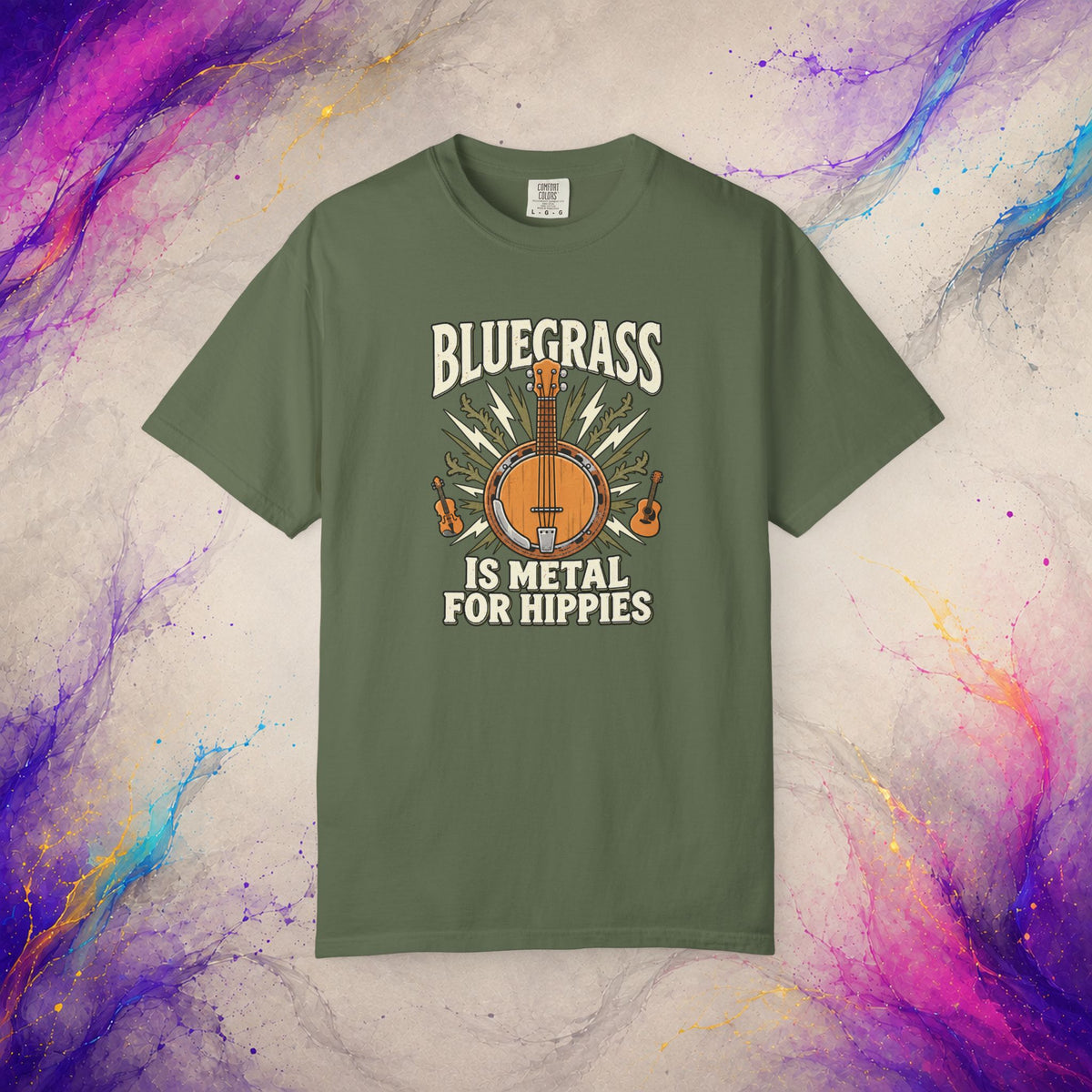 Bluegrass Is Metal for Hippies Tee | Funny Banjo Music T-Shirt