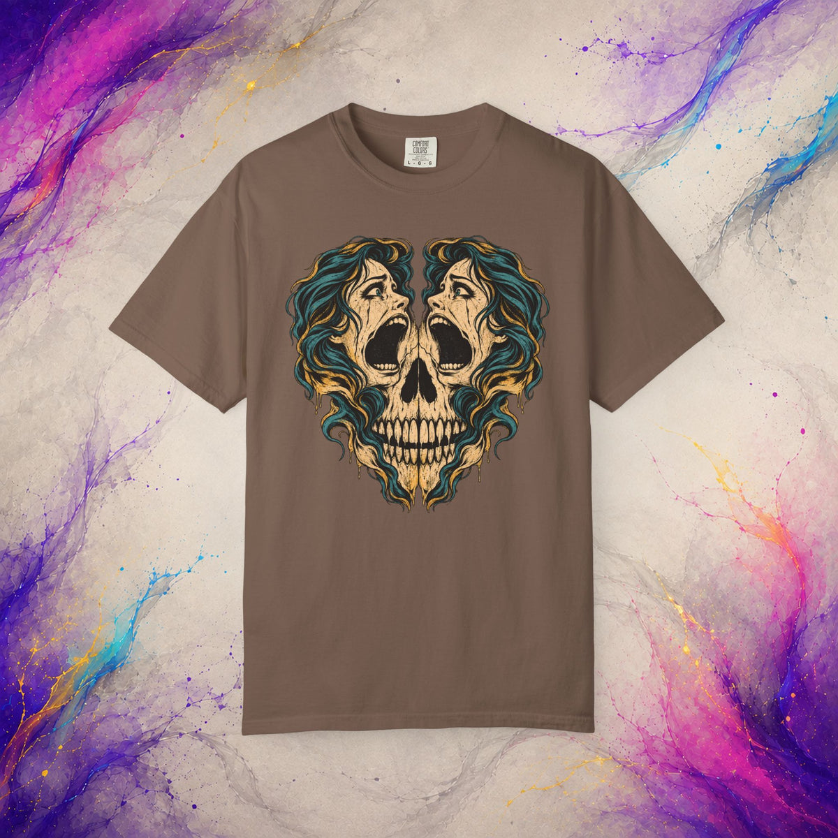 Split Scream Tee | Surreal Skull Horror Shirt