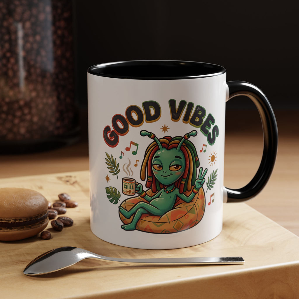 Good Vibes Alien Mug | Retro Cosmic Coffee Cup