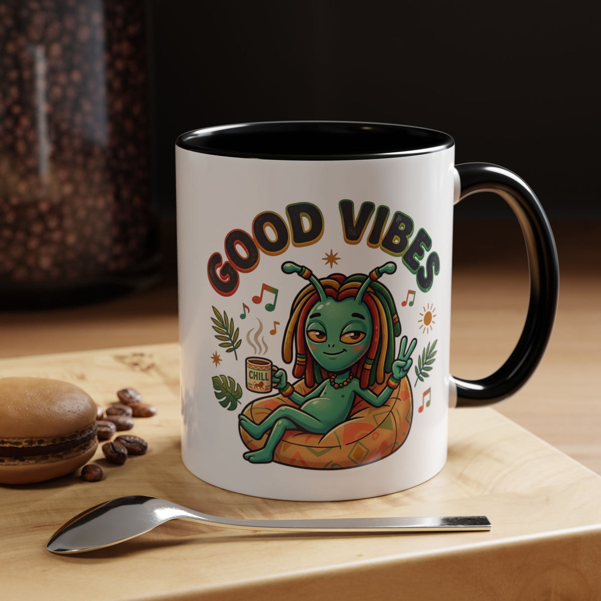 Good Vibes Alien Mug | Retro Cosmic Coffee Cup