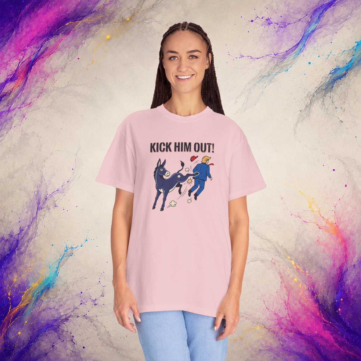 Kick Him Out T-Shirt | Political Satire Donkey Graphic Tee