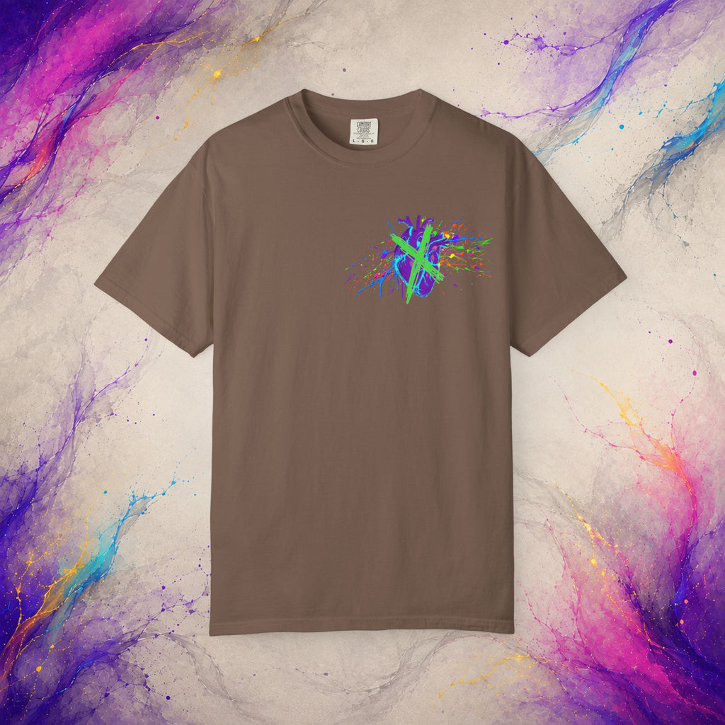 Cross My Neon Heart Tee | Colorful Abstract Art Shirt
