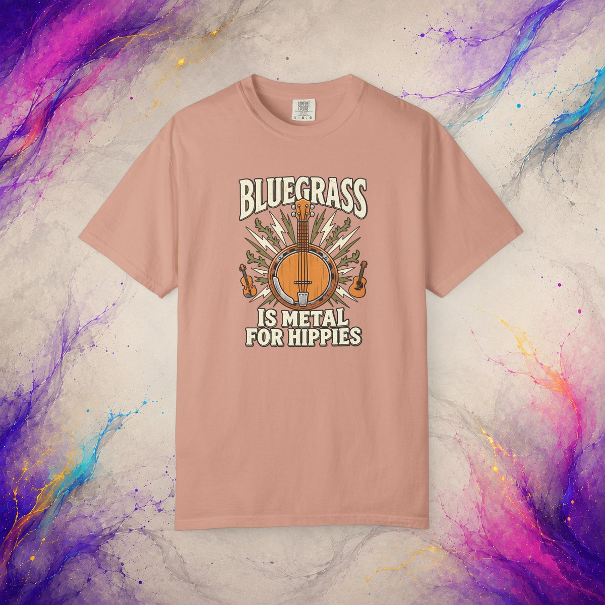 Bluegrass Is Metal for Hippies Tee | Funny Banjo Music T-Shirt