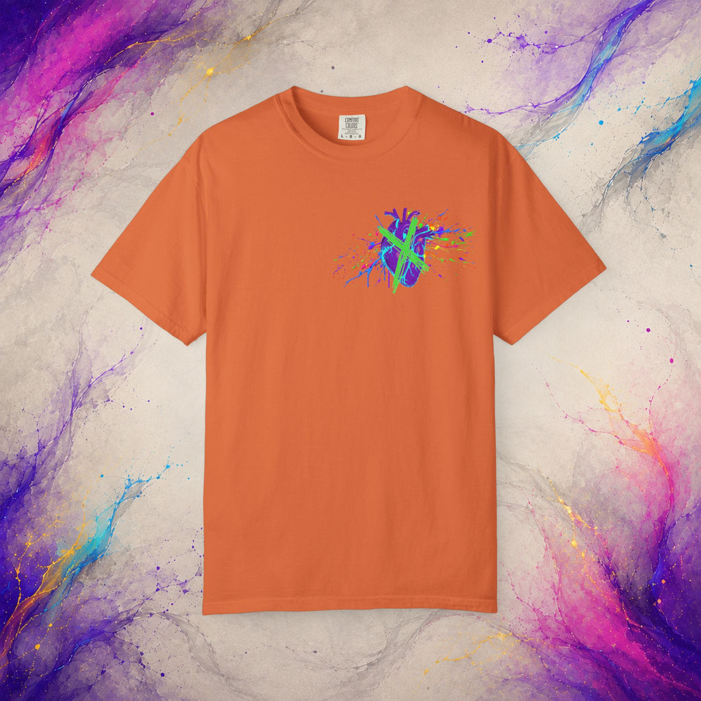 Cross My Neon Heart Tee | Colorful Abstract Art Shirt