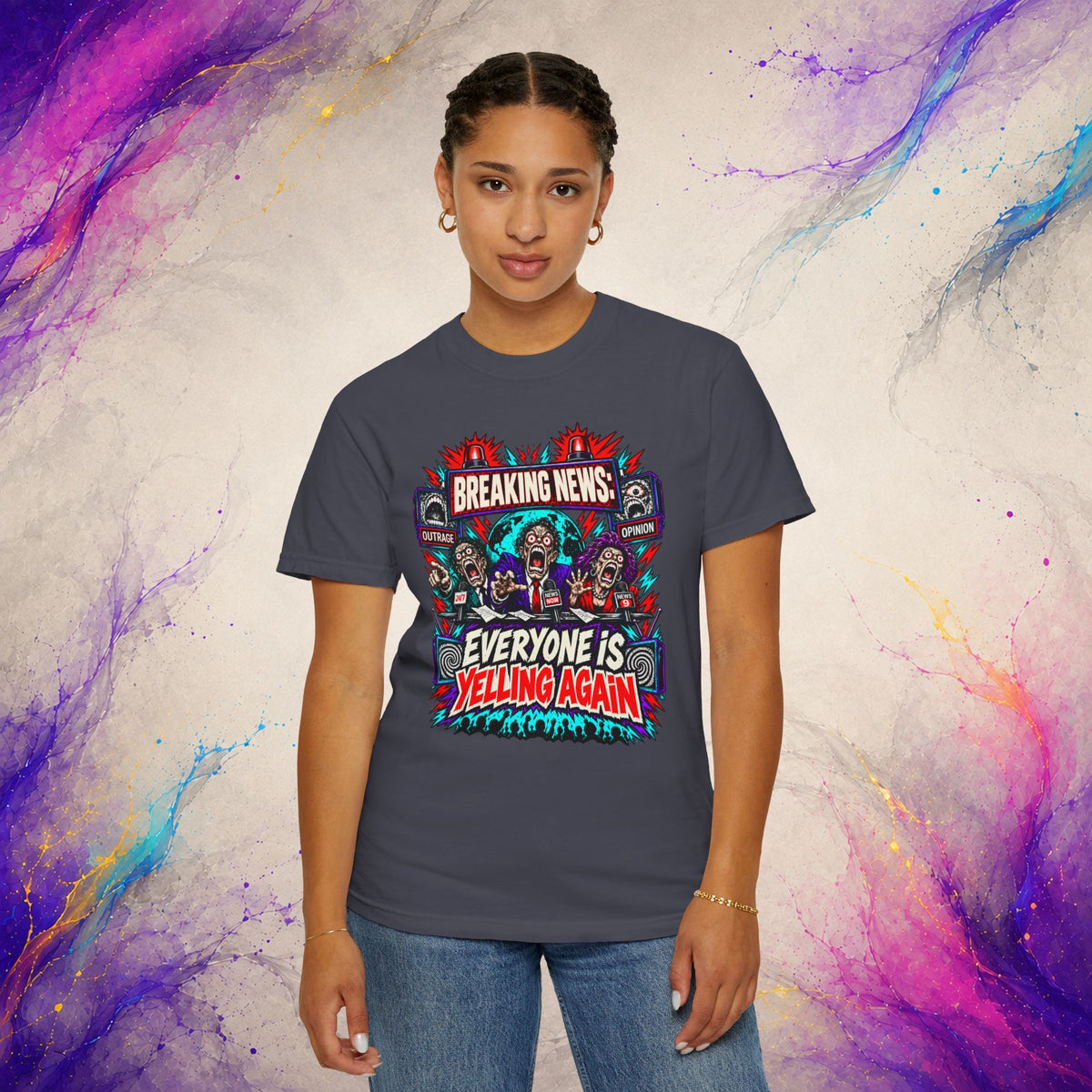 Everyone Is Yelling Again Tee | Breaking News Media Satire T-Shirt