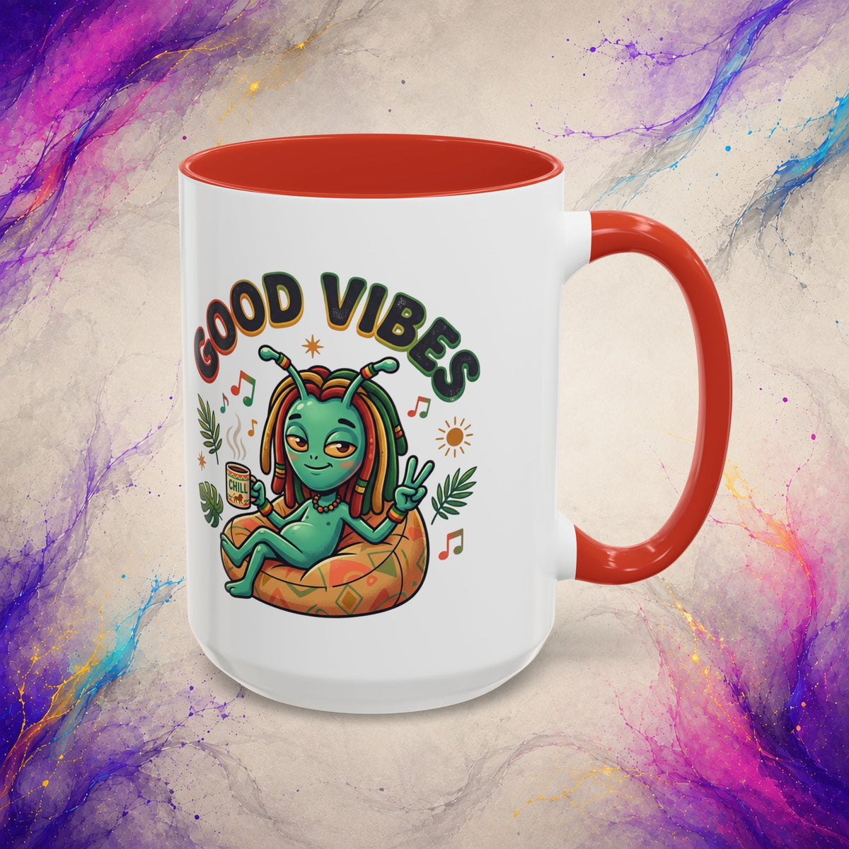 Good Vibes Alien Mug | Retro Cosmic Coffee Cup