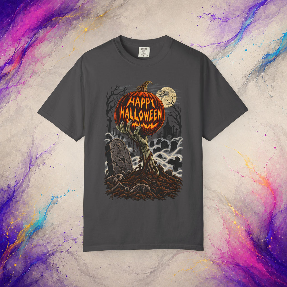 Happy Halloween Tee | Vintage Pumpkin Graveyard T-Shirt