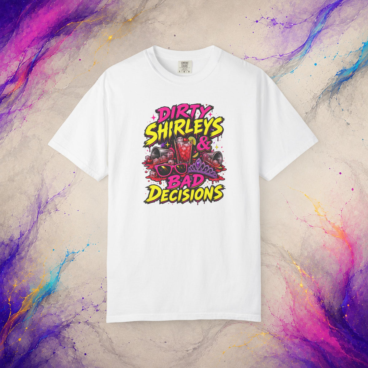 Dirty Shirleys & Bad Decisions T-Shirt | Retro Cocktail Graphic Tee