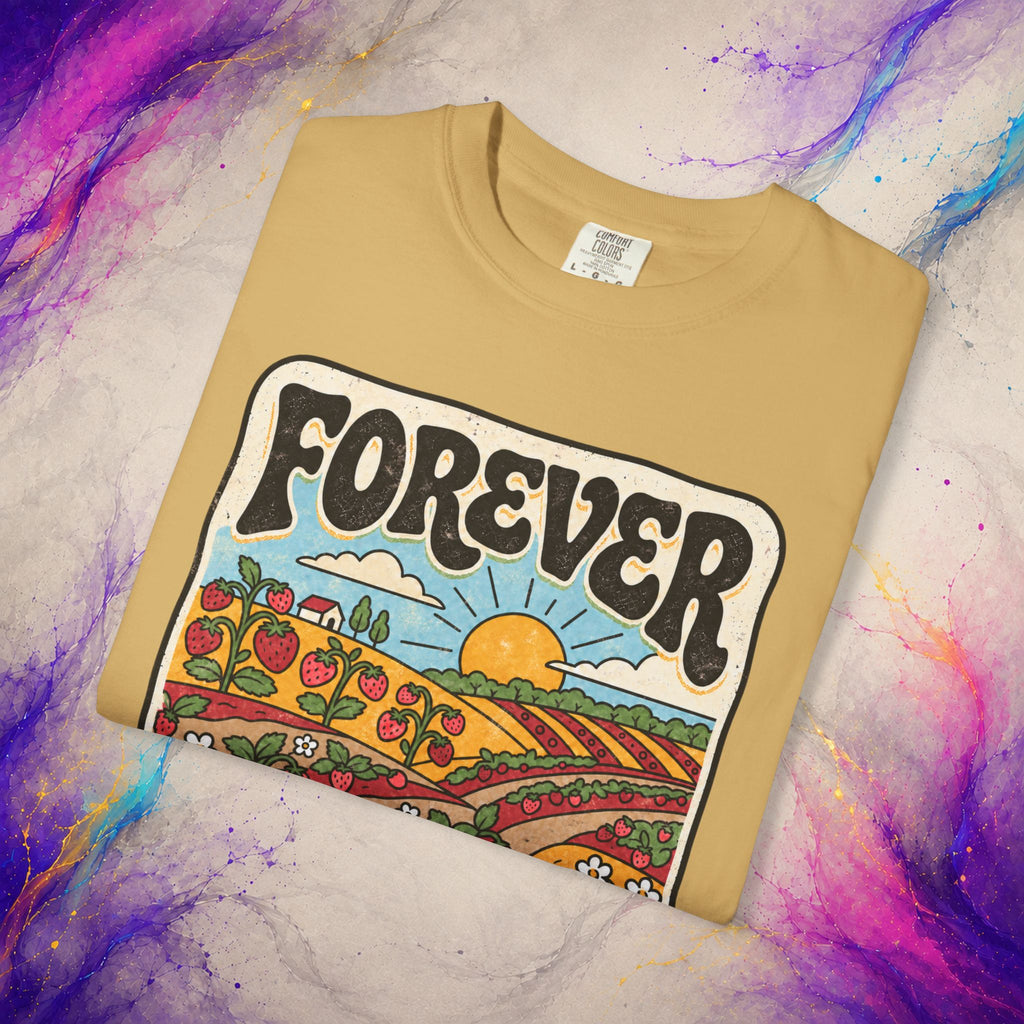 Forever Tee | Retro Strawberry Field Graphic T-Shirt
