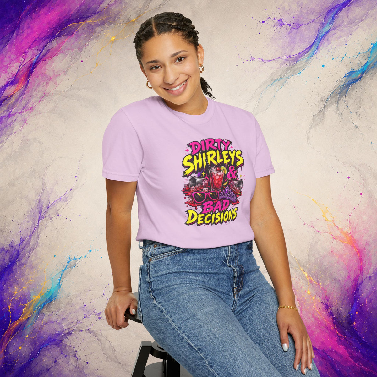 Dirty Shirleys & Bad Decisions T-Shirt | Retro Cocktail Graphic Tee