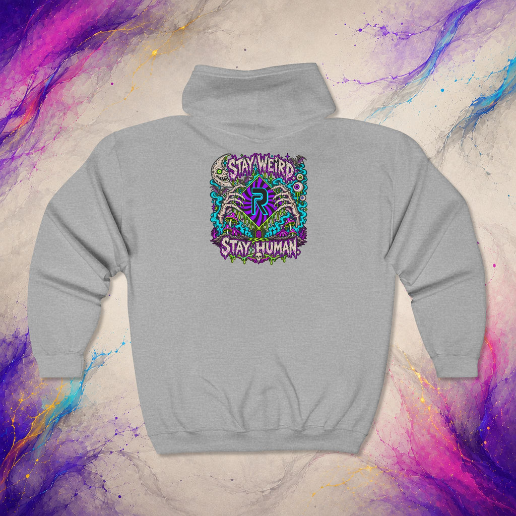 Stay Weird. Stay Human. Zip-Up | RINRON Original Graphic Hoodie