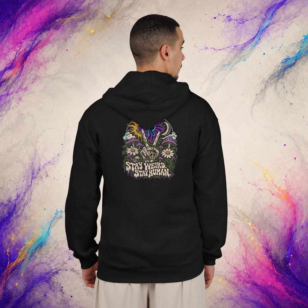 Stay Weird. Stay Human. Zip-Up | RINRON Retro Psychedelic Hoodie