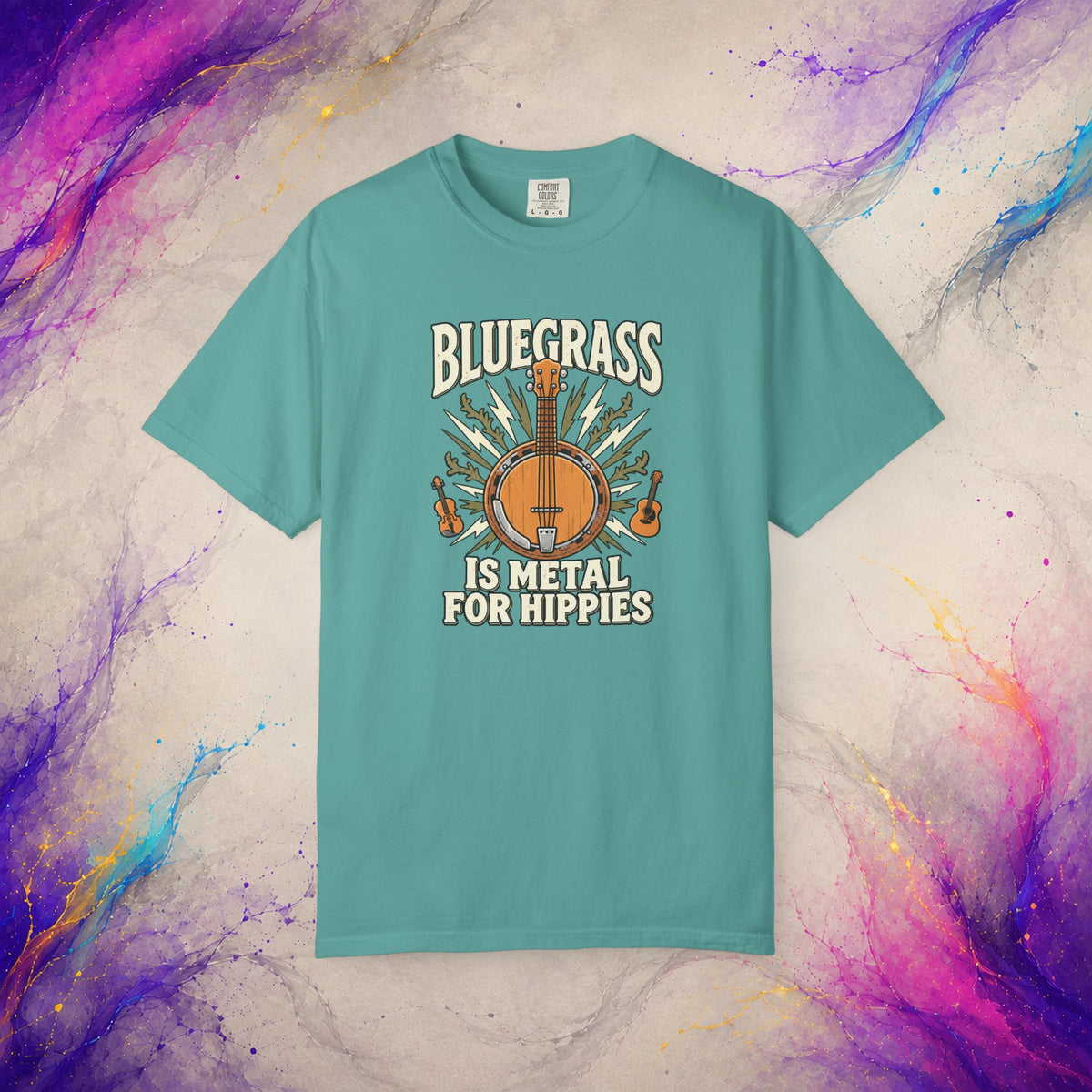 Bluegrass Is Metal for Hippies Tee | Funny Banjo Music T-Shirt