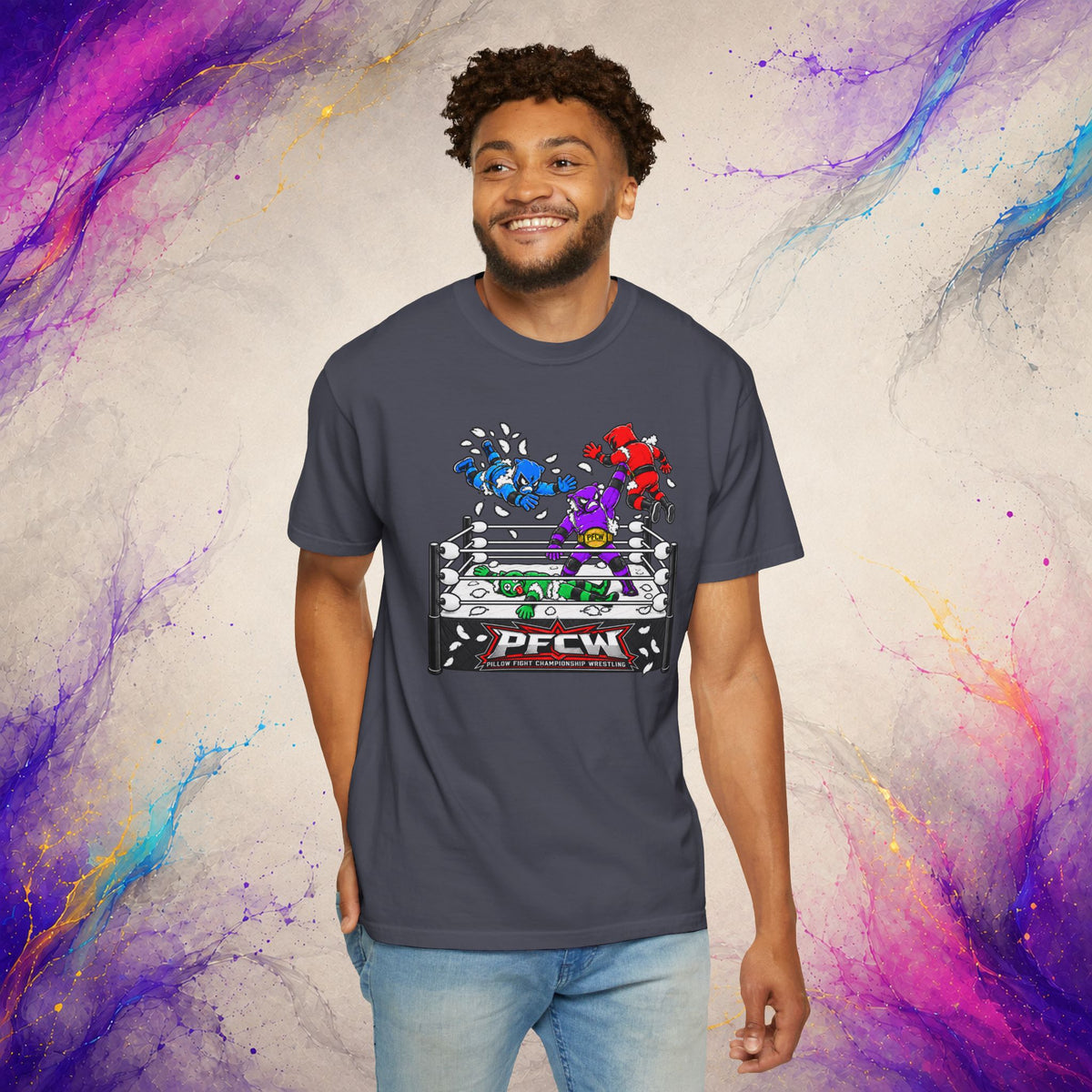 Pillow Fight Championship Wrestling Tee | Retro Wrestling Parody T-Shirt