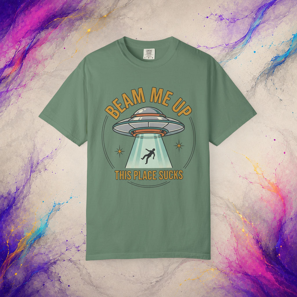 Beam Me Up This Place Sucks Tee | Retro UFO Shirt