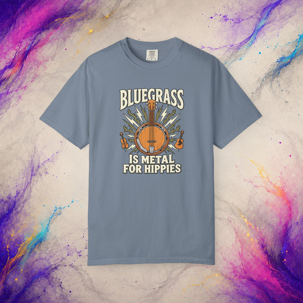 Bluegrass Is Metal for Hippies Tee | Funny Banjo Music T-Shirt