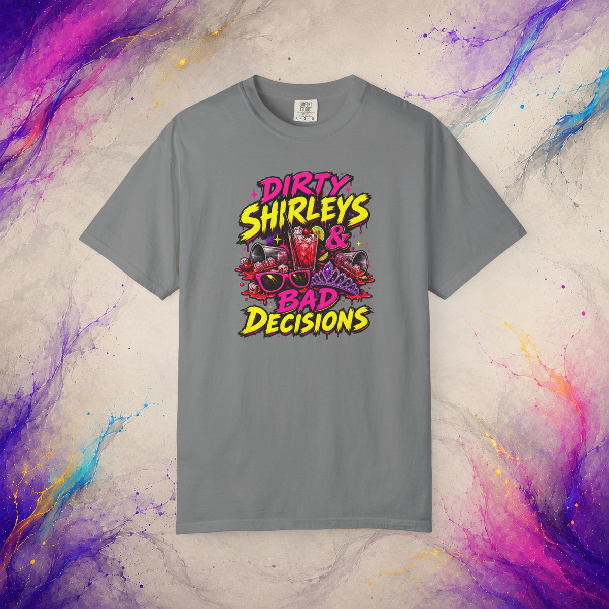 Dirty Shirleys & Bad Decisions T-Shirt | Retro Cocktail Graphic Tee